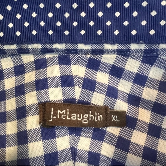 J McLaughlin Men’s Blue White Check Button Down Long Sleeve Shirt XL EUC - Picture 5 of 6